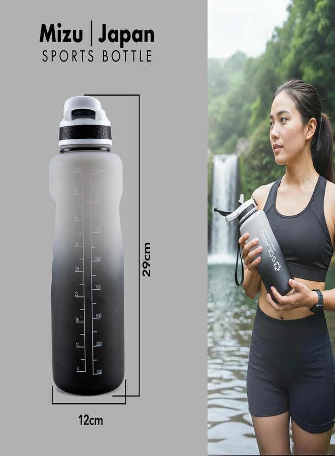 Solpro Mizu Japan Sipper Water Bottle 1500 ml, Leakproof BPA Free Sipper Water bottle, 1.5 litre sipper for men women adults, Water Bottle for Gym, Travel, Workout, School, College (White/Black) - Image 2